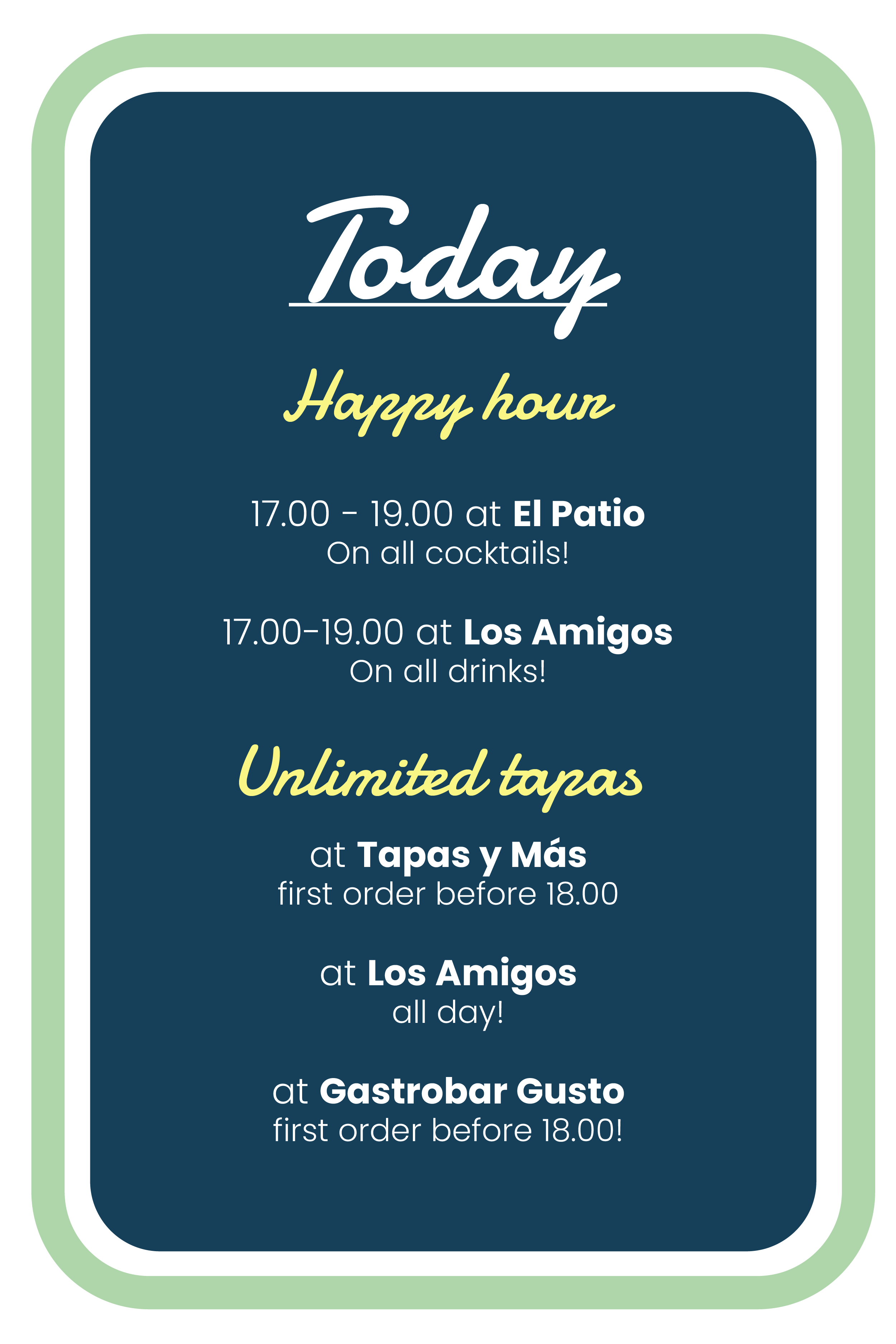 Promotion of our restaurants
